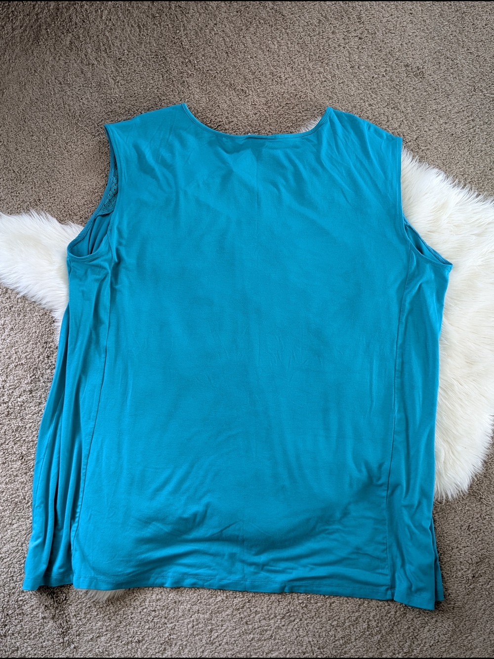 Catherine's Sleeveless Turquise Crochet Lace Detail Top Size 2X - Picture 8 of 10